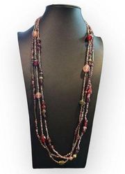 None Multilayer Multicolor Seed Bead Necklace