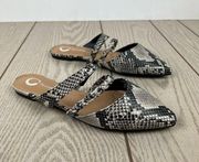 Deal Journee Collection Olivea Strappy Snake Mules 11 Black & White $45