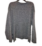 Marla Kim Silk Blend Mock Neck Sweater Heather Grey Black XL