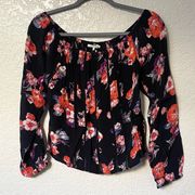 Tularosa Revolve 100% Viscose Floral Blouse Top Black Pink Red Size Small S