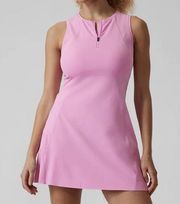 Athleta Ace Pink 1/4 Zip Sleeveless Performance Mini Tennis Dress Women’s Medium