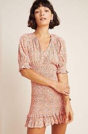 ‘Margherita Smocked Mini Dress in Mathiola Pink’