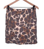 Animal Print Straight Mini Skirt Lined Dressy Work Zipper Zip Up