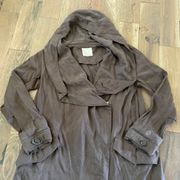 Womans Hooded Asymmetrical Drape Front Jacket Size XS