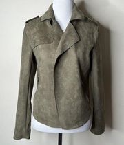 Philosophy Green Faux Suede Moto Jacket