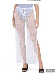 BECCA Split Leg Crochet swimsuit Cover-up Pants size L NWT