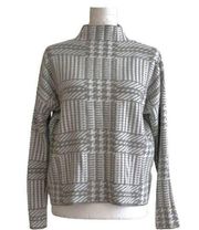 Max Studio Gray White Houndstooth Mock Neck Boxy Pullover Sweater Size Small