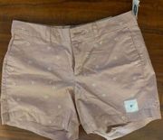 Old Navy  5" Everyday Shorts Size 10 Pink Cotton With Embroidered Daisies NWT