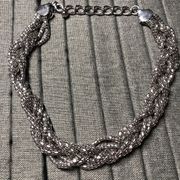 Express Twisted Rope Mesh 18” Long Silver Tone Necklace