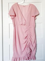 Pink Ruffle Short Sleeve Dress