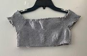 Gray Smocked Crop Top