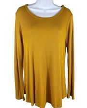 White Birch Mustard Long Sleeve Waffle XL Tie Knot In Back Top NWT