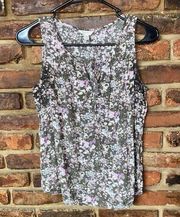 Sonoma Multicolored Floral Sleeveless Tie Neck Top Women's Size PM Petite Medium