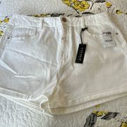 Hi-Rise white cotton shorts