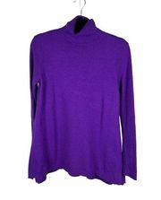 Lauren Ralph Lauren M Sweater Pullover Wool Blend Purple Turtleneck Tunic Long