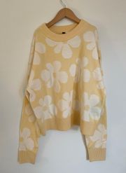 Yellow Flower Knit Sweater