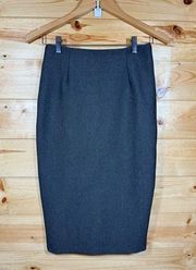 Lulu's Women's Charcoal Gray Knee Length Pencil Skirt Size Small Full Zip Back