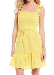 Chelsea & Violet Linen Dress Ruffle Open Back Celery Yellow Size Medium Sz M New