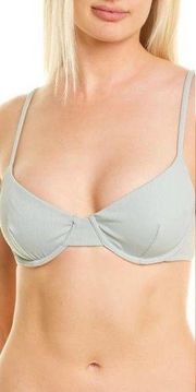 Madewell Second Wave Ribbed Underwire Bikini Top In Sage Mist Size US XXL