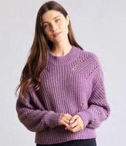 Elizabeth‎ and James Oversize Purple Sweater Relaxed Fit Open Knit Size Large