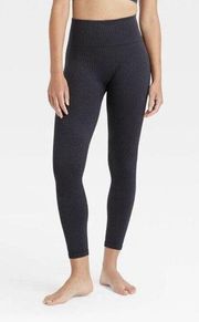 Joy Lab Black Ribbed Knit High Rise Compression Leggings | Medium