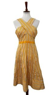 HD In Paris Anthropologie Womens Sleeveless Striped Dress Midi Yellow Size 8