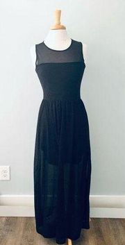 H&M Black Sleeveless Sheer Mini Maxi Long Dress Size S