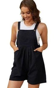 NEW Cotton Linen Romper Overalls Jumpsuit Shorts S