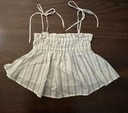 Ganni white striped strapless crop top size 32 NWT