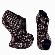 GIUSEPPE ZANOTTI HIGH HEEL WEDGE BOOTS W/ SWAROVSKI CRYSTALS $2,450 WMNS SIZE 37