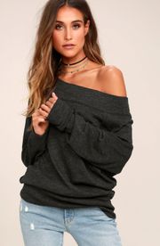 Palisades Washed Black Off-the-Shoulder Sweater Top