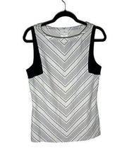 Athleta Size M Chevron Black and White Rashguard Tank Swim Top UPF 50+ 292978