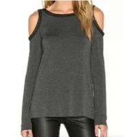 Bailey 44 Gray Black Cold Shoulder Top Blouse Shirt