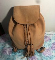 Rebecca Minkoff tan suede backpack bag.