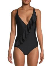 Catherine Malandrino Women's Black Ruffle One Piece Swim Suit Size Small NWT