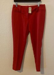 Arden B. Chinese Red Wide Waist Ankle Trousers Size 8