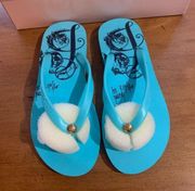 Retro Juicy Couture Pam & Gela Turquoise Rubber Decal Size 6M Flip Flop Sandals