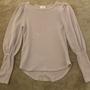 Light Pink Long Romantic Balloon Sleeved Thermal Top Shirt Womens Size S