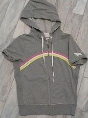 Pink by Victoria's Secret women's size small gray full zip short sleeve top