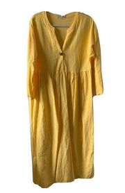 Misslook Womens Size XL Yellow Prairie Cottage Flowy Lagenlook Boho Maxi Dress