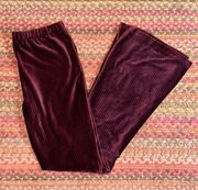 ASOS MAROON RIBBED FLARE BELL BOTTOM VELVET SOFT PANTS