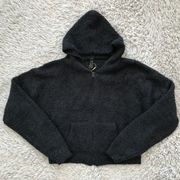 Cozy Knit Zip Up Hoodie in Onyx 2X/3X