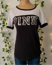 PINK - Victoria's Secret  Sequin Short Sleeve T-Shirt Size Small