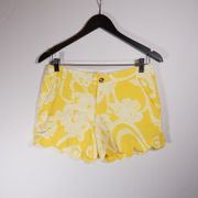 Lilly Pulitzer The Buttercup Scalloped Hem Edge Cotton Texture Mini Short Yellow