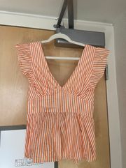 Orange And White Striped Top