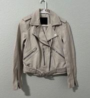 ALLSAINTS Balfern Leather Biker Jacket in Beige - Size US 4