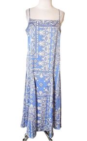 NWT Loft Bandana Print Slip Dress Blue white sz 8