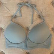 Victorias Secret Blue Strappy V-Wire Plunge PINK Bikini Top SZ Large