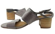 Toms Poppy Cement Gray Corduroy Slingback Wooden Block Heel Sandals Size 7.5