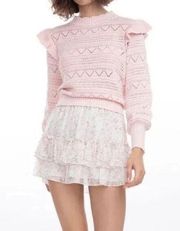 Generation Love Audrina Pastel English Rose Tiered Ruffle Silk Mini Skirt NWT